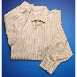 Brioni Dress Shirt Mens Large / 18 Long Sleeve Button Down Stripe Italy